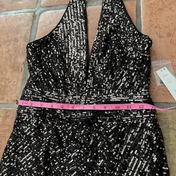 ๐ท NEW AQUA Halter Mini Cocktail and Party Dress Size XS Black/Copper Sequin - Picture 5 of 11